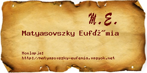 Matyasovszky Eufémia névjegykártya